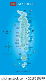 Atolls Of Maldives Map - Concept for Holiday, Vacation, and Tourism
