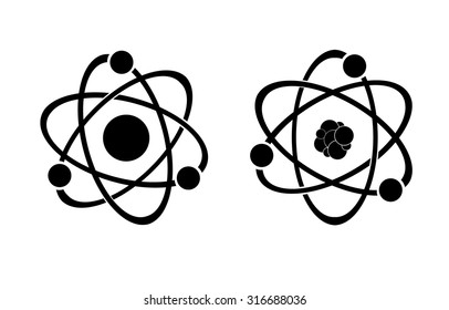 Atom black icon, Two difference icon for science and research lab