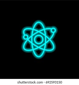 Atom blue glowing neon ui ux icon. Glowing sign logo vector