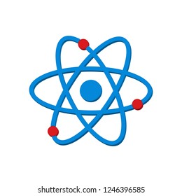 Atom blue on white background 3d, vector