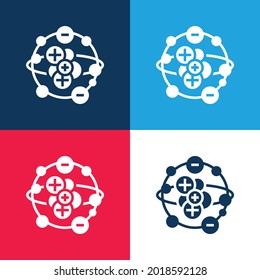 Atom blue and red four color minimal icon set