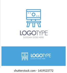 Atom, Board, Science, Space Blue Outline Logo Place for Tagline