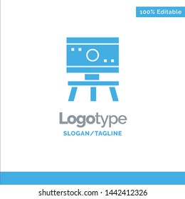Atom, Board, Science, Space Blue Solid Logo Template. Place for Tagline