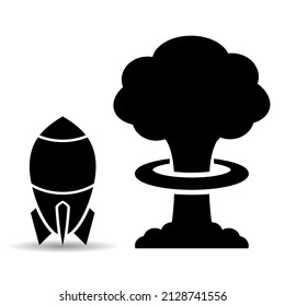 Icono del vector de explosión y bomba átomo aislado en fondo blanco