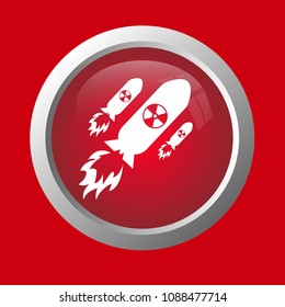 atom bomb icon with glossy button. Nuklear war symbol.Vector illustration