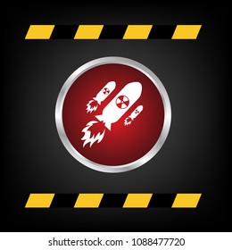 atom bomb icon with glossy button. Nuklear war symbol.Vector illustration