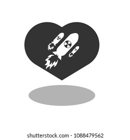 atom bomb icon with heart. Nuklear war symbol.Vector illustration