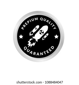 atom bomb icon and Quality badge. Nuklear war symbol.Vector illustration
