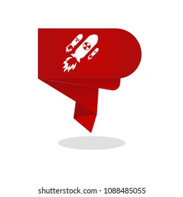 atom bomb icon and red origami. Nuklear war symbol.Vector illustration
