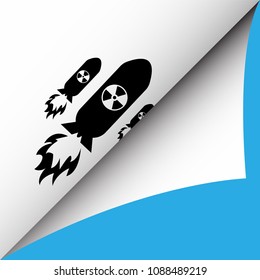 atom bomb icon and  sheet of paper. Nuklear war symbol.Vector illustration