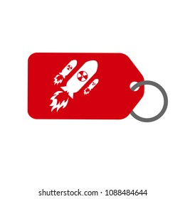 atom bomb icon and shoping label. Nuklear war symbol.Vector illustration
