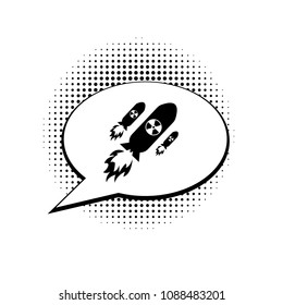 atom bomb icon and speech buble. Nuklear war symbol.Vector illustration