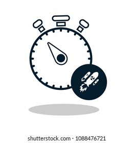 atom bomb icon with stopwatch. Nuklear war symbol.Vector illustration
