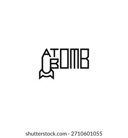 Projeto de logotipo de texto tipográfico da bomba atômica.