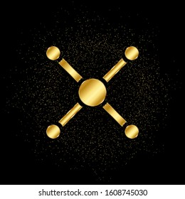 atom, atom bond gold icon. Vector illustration of golden particle background. isolated vector sign symbol - Education icon black background