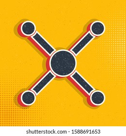 atom, atom bond pop art, retro icon. Vector illustration of pop