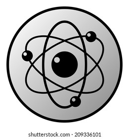 Atom button on white background. Vector illustration.