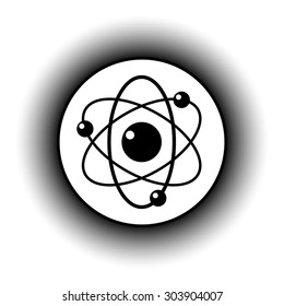 Atom button on white background. Vector illustration.