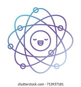atom cartoon kawaii in color gradient silhouette from purple to blue vector illustration