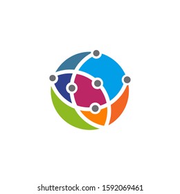 Atom chain icon logo design inspiraiton vector template