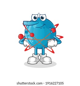 carácter atómico. vector de mascota de dibujos animados