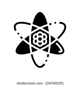 vector de icono de glifo de química de átomo. signo de química atómica. ilustración de símbolo aislado