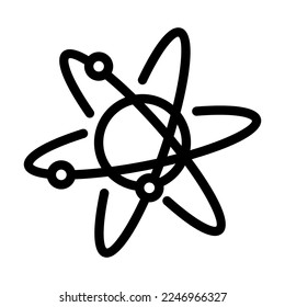 vector de icono de la línea de química de átomo. signo de química atómica. símbolo de contorno aislado ilustración negra