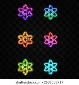 atom chemistry molecule laboratory turquoise highlight circle point. neon style..