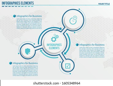 Atom circle infographic.Abstract molecules design. Vector illustration. Group of atoms for chemistry concept.  
