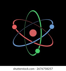 Atom color icon isolated on black background