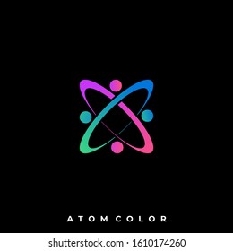 Atom Color Illustration Vector Template. Suitable for Creative Industry, Multimedia, entertainment, Educations, Shop, and any related business