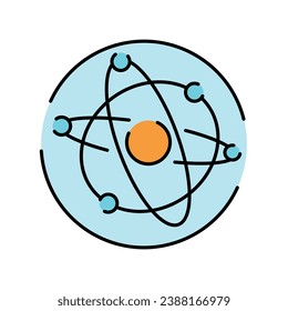 Atom color line icon. Microorganisms microbes, bacteria. Vector isolated element. Editable stroke.