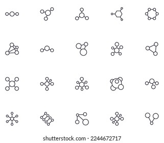 Atom concept. Collection of atom high quality vector outline signs for web pages, books, online stores, flyers, banners etc. Set of premium illustrations isolated on white background 