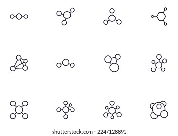 Atom concept. Collection of atom high quality vector outline signs for web pages, books, online stores, flyers, banners etc. Set of premium illustrations isolated on white background 