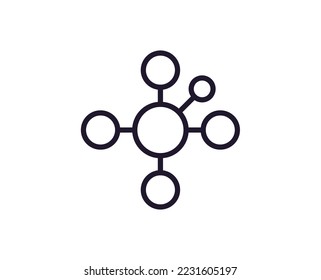 Atom concept. Single premium editable stroke pictogram perfect for logos, mobile apps, online shops and web sites. Vector symbol isolated on white background. 