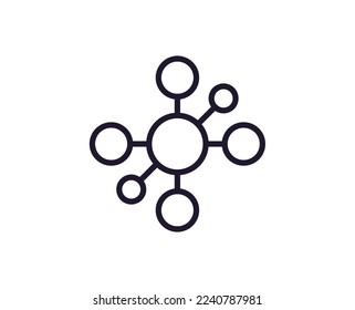 Atom concept. Single premium editable stroke pictogram perfect for logos, mobile apps, online shops and web sites. Vector symbol isolated on white background. 