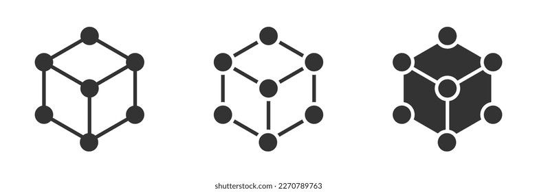 Atom Würfel Symbol. Symbol für die Struktur von Molekülwürfeln. Vektorgrafik.