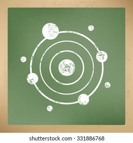 Atom design on blackboard background,vector