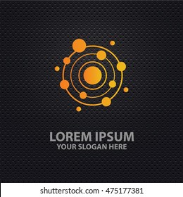 Atom design on dark background,vector