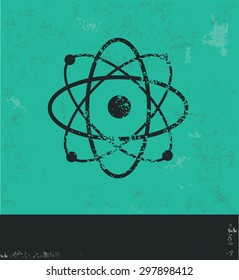 Atom design on green background,grunge vector