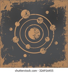 Atom design on old paper background,vector