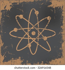 Atom design on old paper background,vector