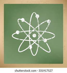 
Atom design on old paper background, vector