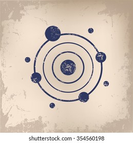 
Atom design on old paper background, vector