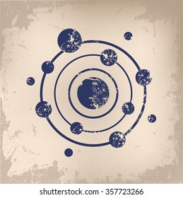 
Atom design on old paper background,vector