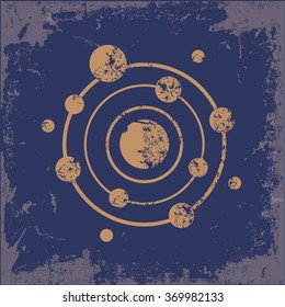 
Atom design on old paper background,vector
