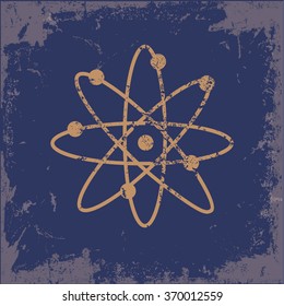 
Atom design on old paper background,vector
