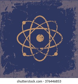 Atom design on old paper background,vector
