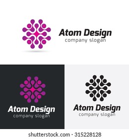 Atom Design Vector Logo Template.