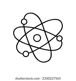 Atom Doodle. Atome, die im Stil der Skizze umkreisen. handgezeichnete Vektorgrafik einzeln auf weißem Hintergrund
